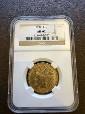 Indian Eagle 1926. Oro 10,00. NGC MS 62 Foto 1 de 4