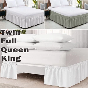 Super Soft Elastic Bed Dust Ruffle Skirt Queen King Twin Full Size Wrap Around - Picture 1 of 27