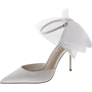 Steve Madden Womens Valenteen White Satin Pumps Shoes 10 Medium (B,M) BHFO 4735 - Picture 1 of 3