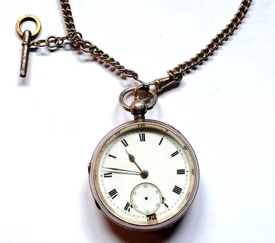 Vintage 1864 Sterling Birmingham 7 Jewel Key Wind Pocket Watch - Repair/Parts - Image 1 of 4