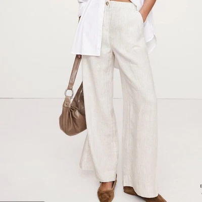 BANANA REPUBLIC Wide Leg Linen Pull On Pant #713511 size Large Petite - Image 1 of 4