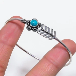 Santa Rosa Turquoise Gemstone Handmade 925 Sterling Silver Jewelry Cuff Bangle - Picture 1 of 5