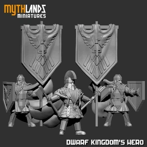 Resina 28mm Reyes Enanos Campeón y Portadores de Estandartes. El Señor de los Anillos MESBG - Imagen 1 de 1