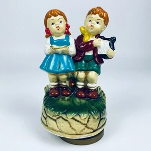 Vintage Ceramic Boy & Girl Figurine Music Box "Somewhere my Love" Made in Japan - Picture 1 of 12