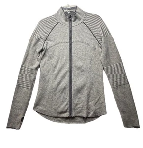 Title Nine Pullover Damen Größe L grau Merinowollmischung durchgehender Reißverschluss Lauftasche - Bild 1 von 8