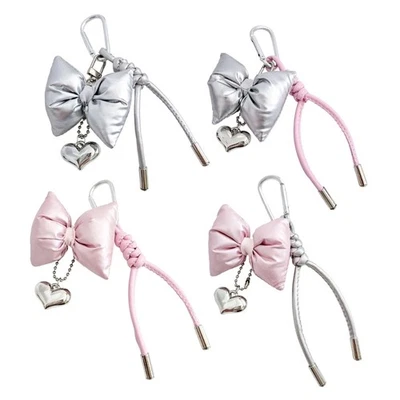 Unique Heart and Bowknot Keychain Pendant for Bags and Phone with Leather Design - Изображение 1 из 4