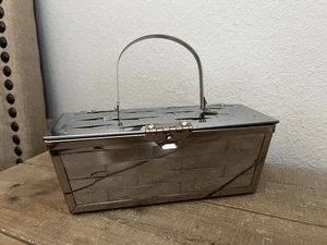 Vintage 50s Dorset Rex Silver Metal Basket Weave Mid-Century Box Purse Handbag - Picture 1 of 12