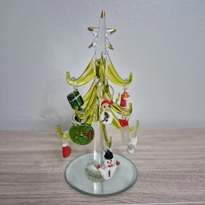 Mundgeblasenes Glas Mini Weihnachtsbaum kleine Ornamente grün Schneemann Geschenk Zuckerstange - Bild 1 von 7