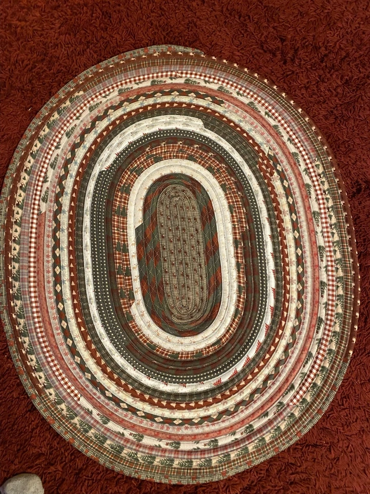 Tapete de rolo de geléia de Natal feito à mão novo - 30 x 37" oval - Imagem 1 de 1
