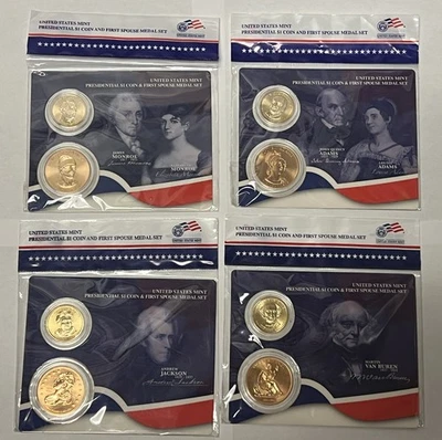 2008 United States Mint Presidential $1 Coin & First Spouse Medal Set Complete - Image 1 of 2
