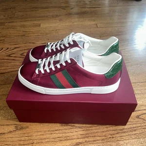 Zapatilla deportiva Gucci Ace roja de nailon Diva para hombre 800891 FADSP 6255 talla 10+ (US 11) - Imagen 1 de 7