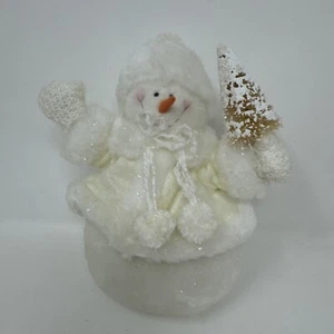 Russ Berrie Ice Sculptures Plush Snowman holding Christmas tree Item #21229 8" - Picture 1 of 7