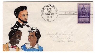 #902 Emancipation Lincoln 13th Ammendment 1940 FDC - Swartz Hand-Painted - Image 1 of 2