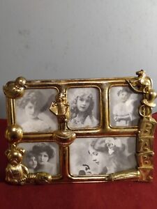 Vintage Metal Collage Baby Picture Frame 10.5x8 Inches