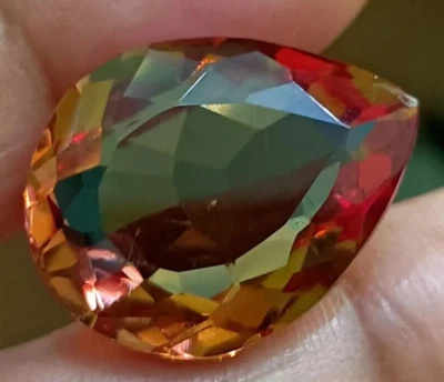 AAA+ Large Alexandrite 33.95 Ct. Pear Cut Bi-Color Loose Gemstone @Pendant Gift - Image 1 of 4