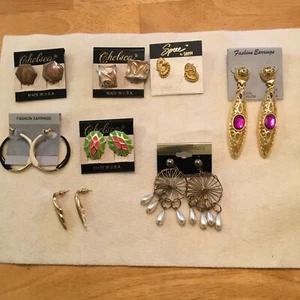 Vintage Konvolut 8 Paar Y2K 80er Jahre Ohrringe neu mit Etikett Emaille baumelt signiert - Bild 1 von 12