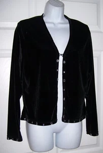 no boundaries Girls 11/13 Black Velvet Jacket Rhinestone Trim SZ Large New - Picture 1 of 12