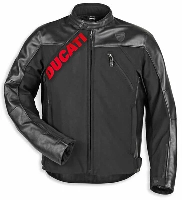 Chaqueta de carreras negra de tela de cuero con logotipo Ducati C1 para hombre Foto 1 de 3