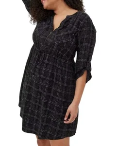 Torrid Shirt Dress 4X Gray Mini Check Neutral Plaid Goth Punk Grunge - Picture 1 of 15