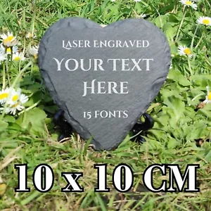 Personalised Slate Heart Plaque 10x10cm Custom Gift Memorial Any Text Engraved - Picture 1 of 3