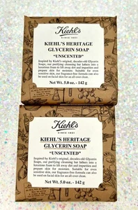Kiehl's Heritage Glycerinseife X2 Set Reiniger Gesicht & Körper unparfümiert 5oz 142g Neu - Bild 1 von 4