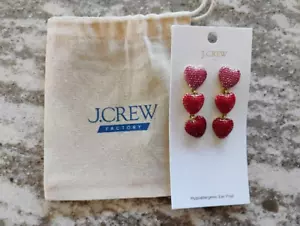 Jcrew Red Heart Earrings 49.50 Mint Never Used FREE SHIPPING! - Picture 1 of 1