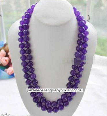 Bellissima collana di perle rotonde ametista viola naturale 8/10/12 mm 36" AAA - Immagine 1 di 4