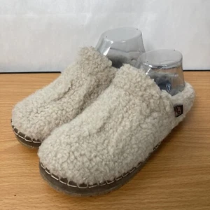 LL Bean Slipper Womens 7 M Sherpa Pile Fleece Slip On Booties 507186 Cream - Picture 1 of 11
