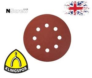 Klingspor Schleifscheiben 125 mm 8 Löcher Orbitalpads 5" Schleifpapier Körnung 40-600 - Bild 1 von 18