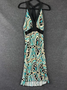 En Focus Y2K Babydoll Dress Womens Medium Printed Halter Stretchy Retro - Picture 1 of 12