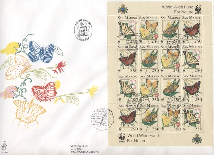 San Marino 1993 FDC WWF Animals to protect - butterflies!!!  - Image 1 of 1