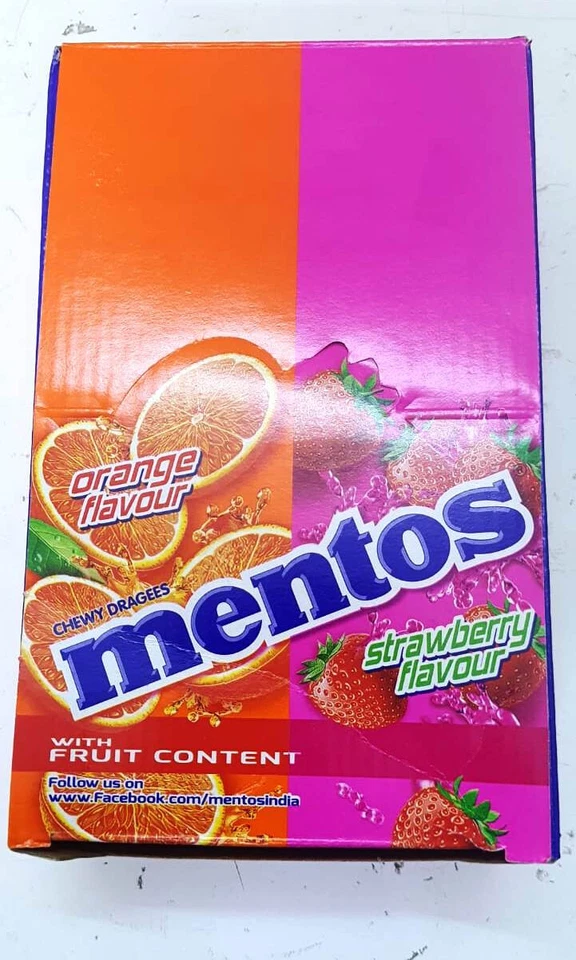 Pacote de bastão de doces sabor morango e laranja Mentos BreathMints pacote com 30 + FS - Imagem 1 de 4