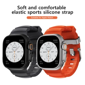 For Apple Watch Band 42/44/45/46/49mm Soft Comfortable Elastic Silicone Strap - Picture 1 of 41