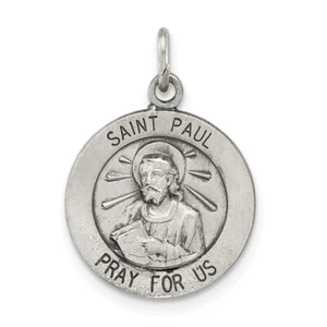 Sterling Silber St. Paul Runde Medaille Charm Anhänger 0,79 Zoll - Bild 1 von 4