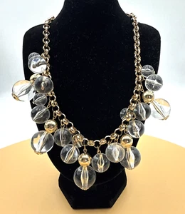 Banana Republic Women's Lucite Bauble Gold Tone Statement Necklace - Picture 1 of 7