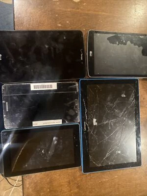 lot of 5 tablets for parts not working lg levono kindel samsung - Image 1 of 4