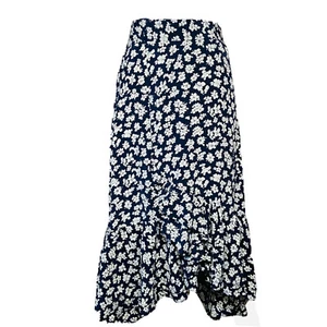 Polo Ralph Lauren Womens Floral Wrap Navy/White Maxi Skirt Size US 2 U.K. 8 - Picture 1 of 12