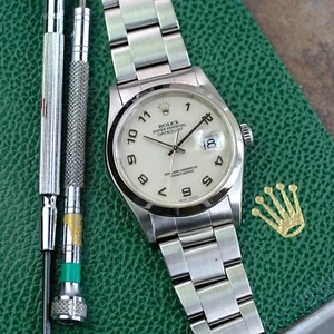 Rolex Mens Watch 16200 Datejust Cream Dial 36mm Stainless Steel Smooth Oyster - Picture 1 of 10