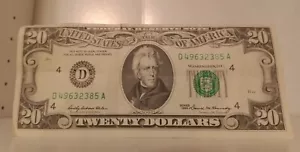 1969 $20 TWENTY DOLLARS VINTAGE FEDERAL RESERVE NOTE (D) - Picture 1 of 8