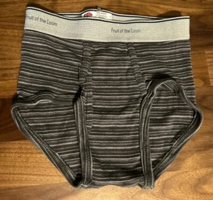 Fruit Of The Loom Vintage Boy Brief Cotton Sz S Small Gray Stripe - Picture 1 of 3