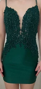 Sherri Hill Junior Prom Dress Emerald Green Size 0 (2-4) Small - Picture 1 of 5