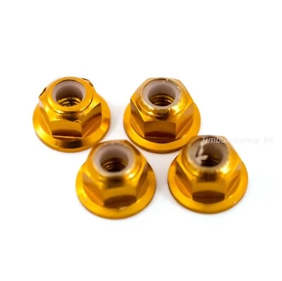 HSP Gold Aluminum Wheel Hub M4 Locknuts for Redcat Lightning Volcano Tornado EPX - Image 1 of 2