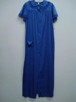 USA Made Nancy King Lingerie Tea Length Robe Size Small Royal #792Q - Image 1 of 3