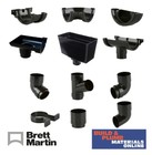 Black Half Round Gutter 112mm Guttering & 68mm Downpipe Fittings Rainwater