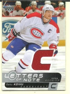 2002-03 Upper Deck Letters of Note Jerseys #LNSK Saku Koivu - Picture 1 of 1