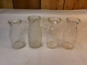 Menge 4 Vintage Klarglas Verschiedene Halbe Pint Milchflaschen - Bild 1 von 9