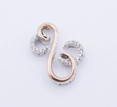 Colgante Jane Seymour Plata de Ley Oro 14K Corazón Abierto Diamante Natural JWBR Foto 1 de 4