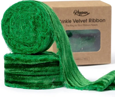 Cinta roja de Navidad 1-1/2 pulgadas X 6 yardas arrugada hecha a mano deshilachada terciopelo vintage R Foto 1 de 4