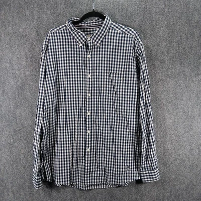 G.H.Bass Co Shirt Mens 2XL Blue White Gingham Check Cotton Pleated Button Down - Image 1 of 4