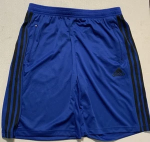 Adidas Aeroready Pantaloncini Uomo Taglia Large Zip Tasche Team Blu Royal/Neri (Nuovi con etichette) - Foto 1 di 5